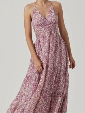 Astr Pink Floral Empire Waist Maxi Dress